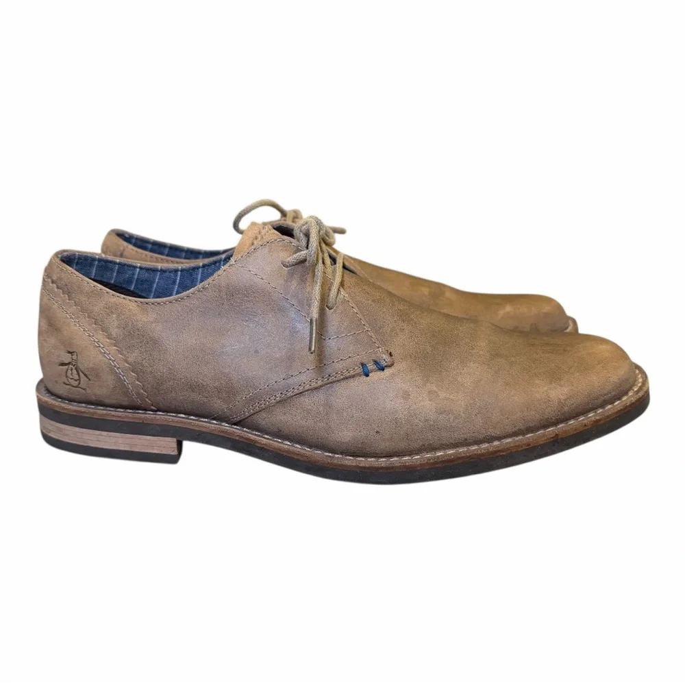 Original Penguin Men’s Suede Derby Shoes Brown Lace Up Size 10‎